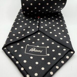 Brioni Black and White Polka Dot Tie